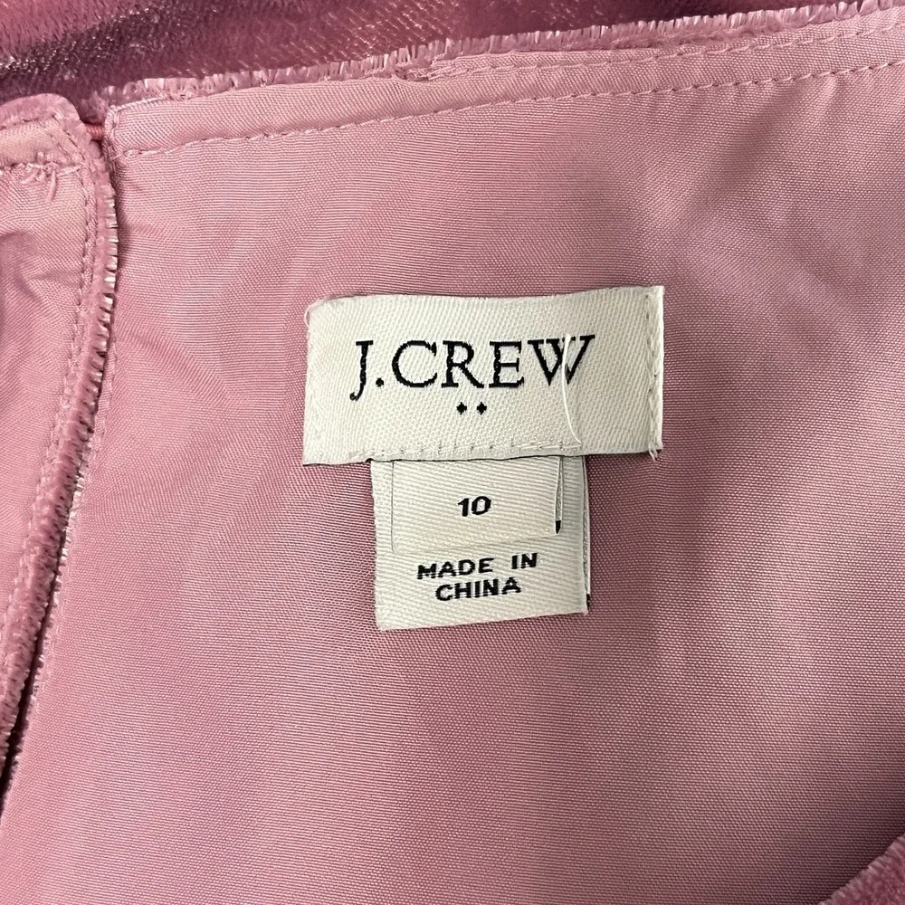 J. Crew Factory Velvet Tulip Hem Dress Womens‎ Size 10 Mauve Pink